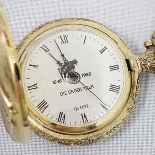 Pocket Watches Die Groot Trek 1838 1938 Commemorative quartz pocket watch with fob chain in original box Working was sold for 350.00 on 6 Jun at 16 35 by Unieke Antieke in Cape Town ID 230477302